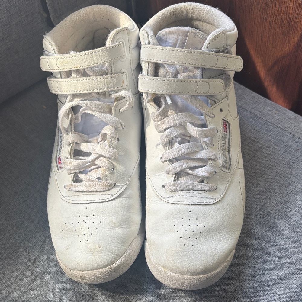 Reebok White  High-Top Sneakers with Double Velcro Straps